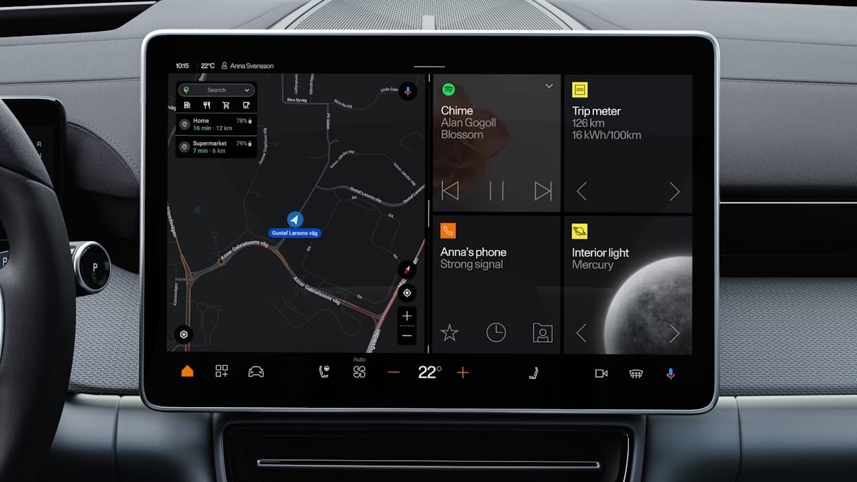 Centre Display in Polestar 4 with Google Built-in