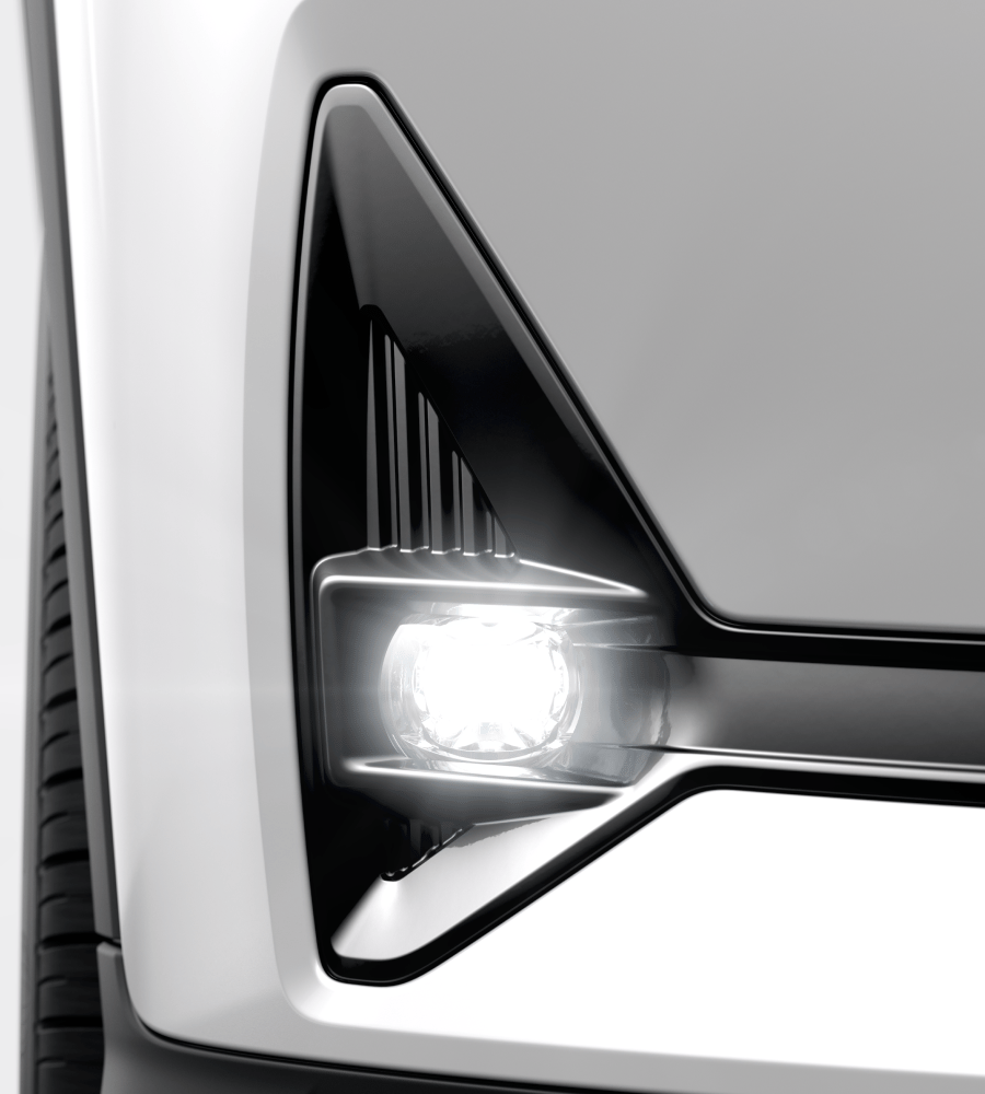 Detailed view of the LED front fog lights of the Polestar 2