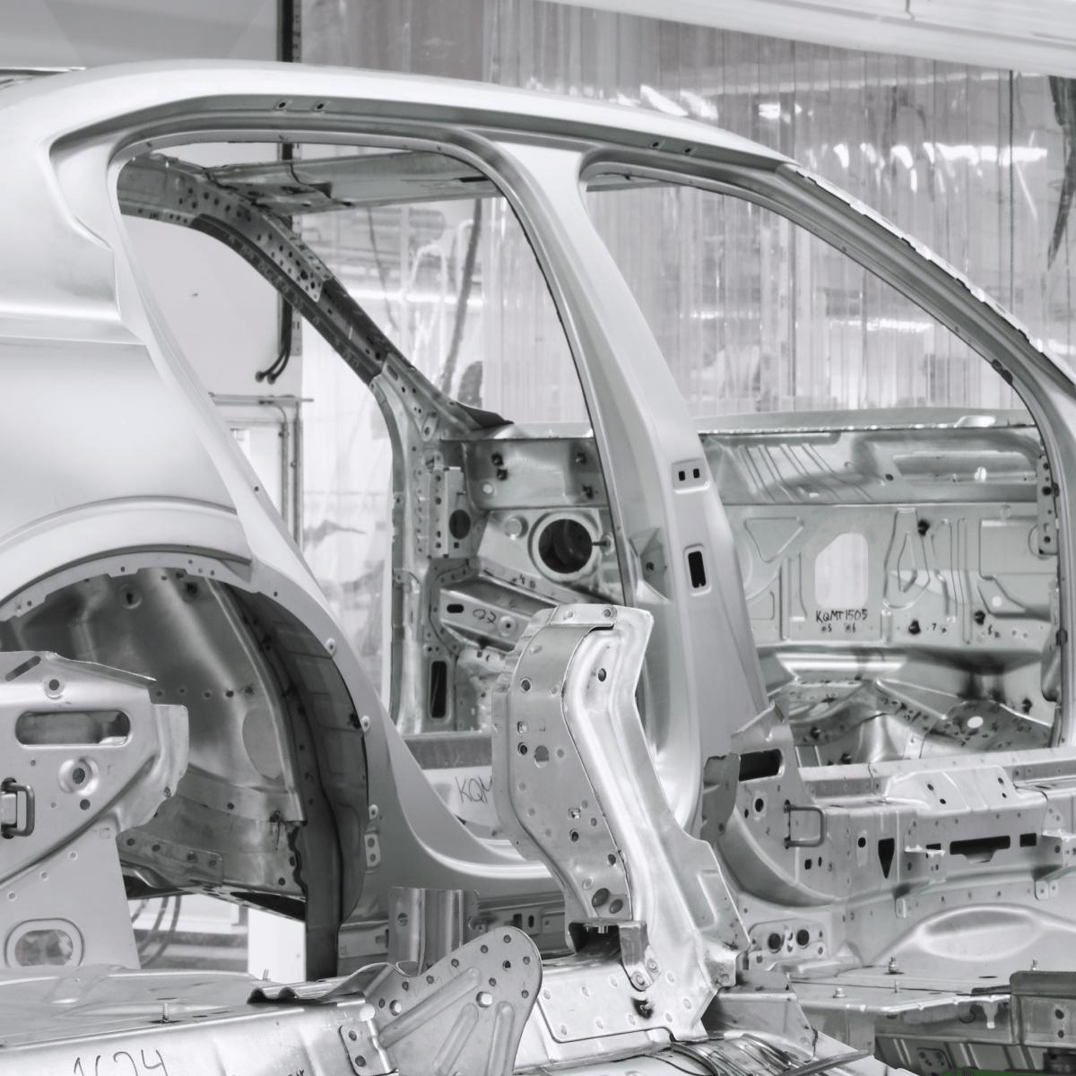 Frame of the Polestar 2 in the factory