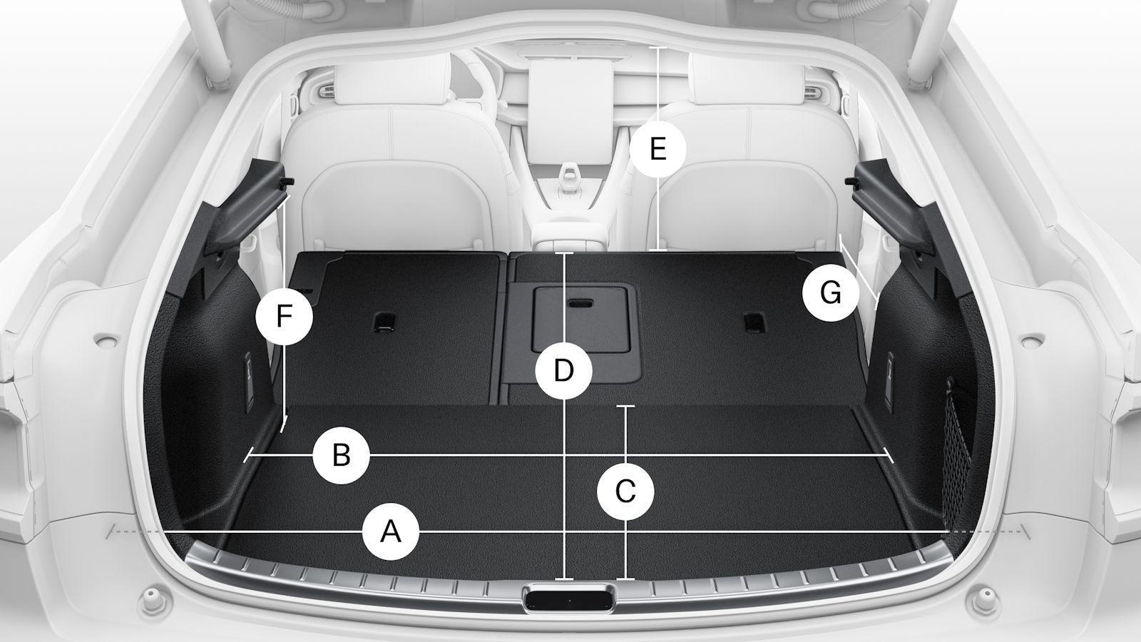 Image of the storage dimensions of the rear trunk