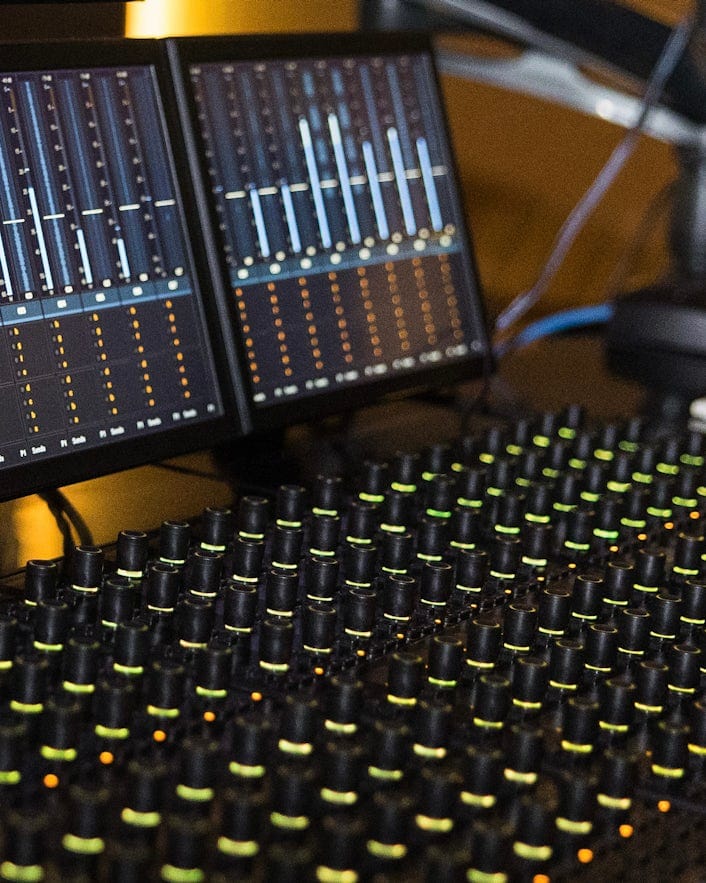 Mixer table, Dolby studio.