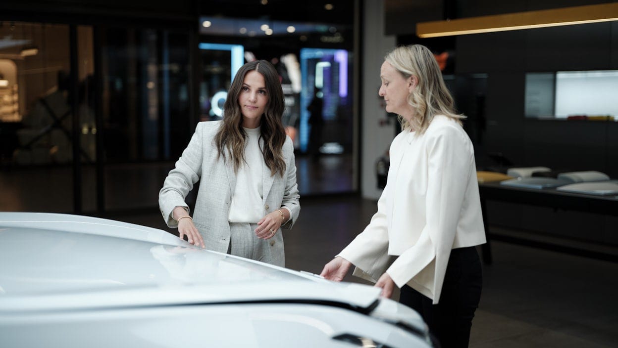 Alicia Vikander with Polestar Chief Marketing Officer Åsa Borg