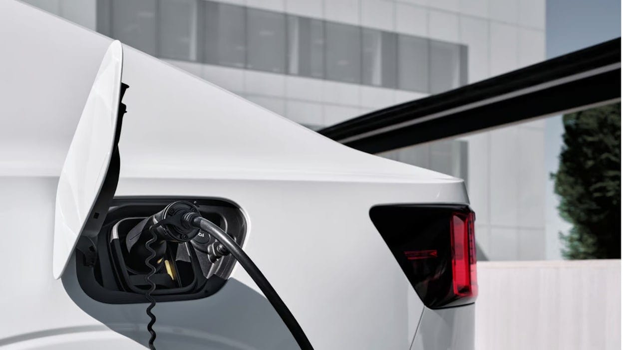 Polestar charging outside white building