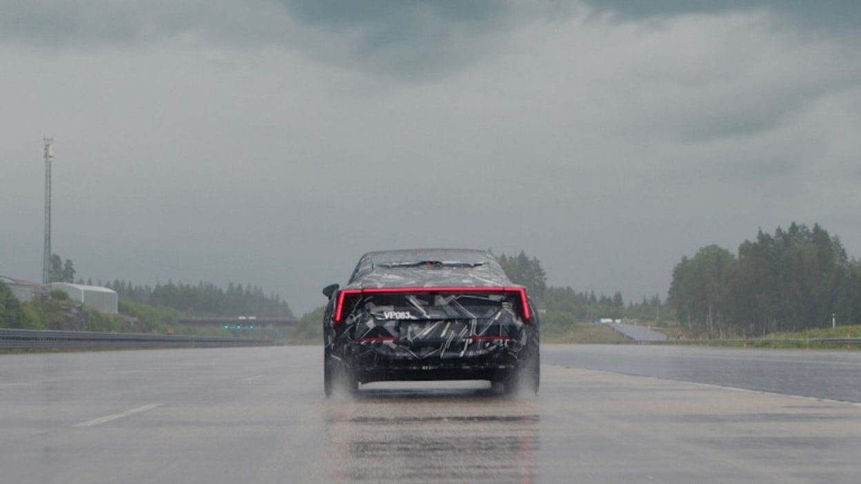 Polestar 5 on wet track