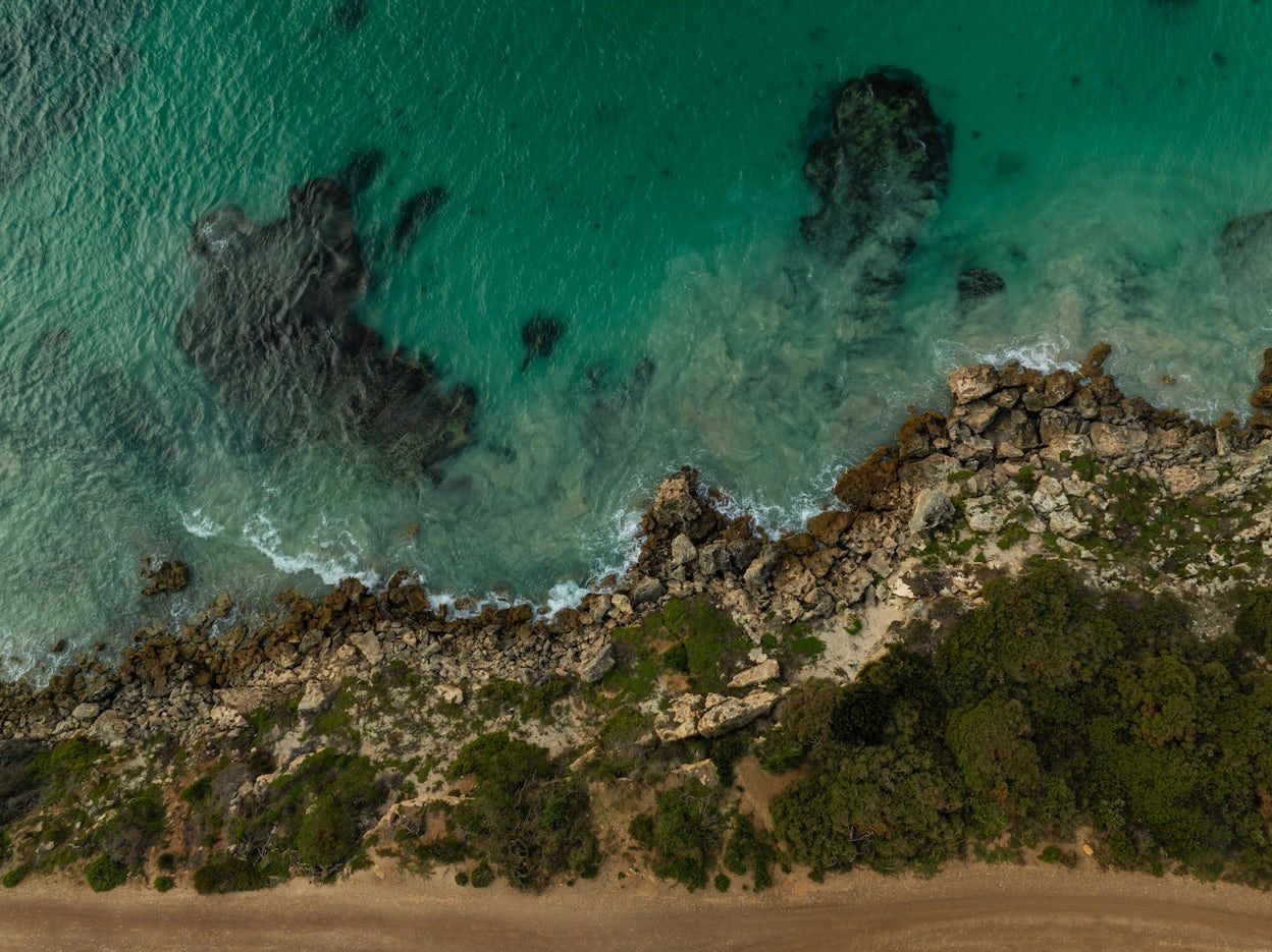 A bird's eye view of the rocky Kangaroo Island coastline