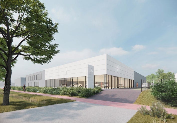 Render van buitenkant showroom